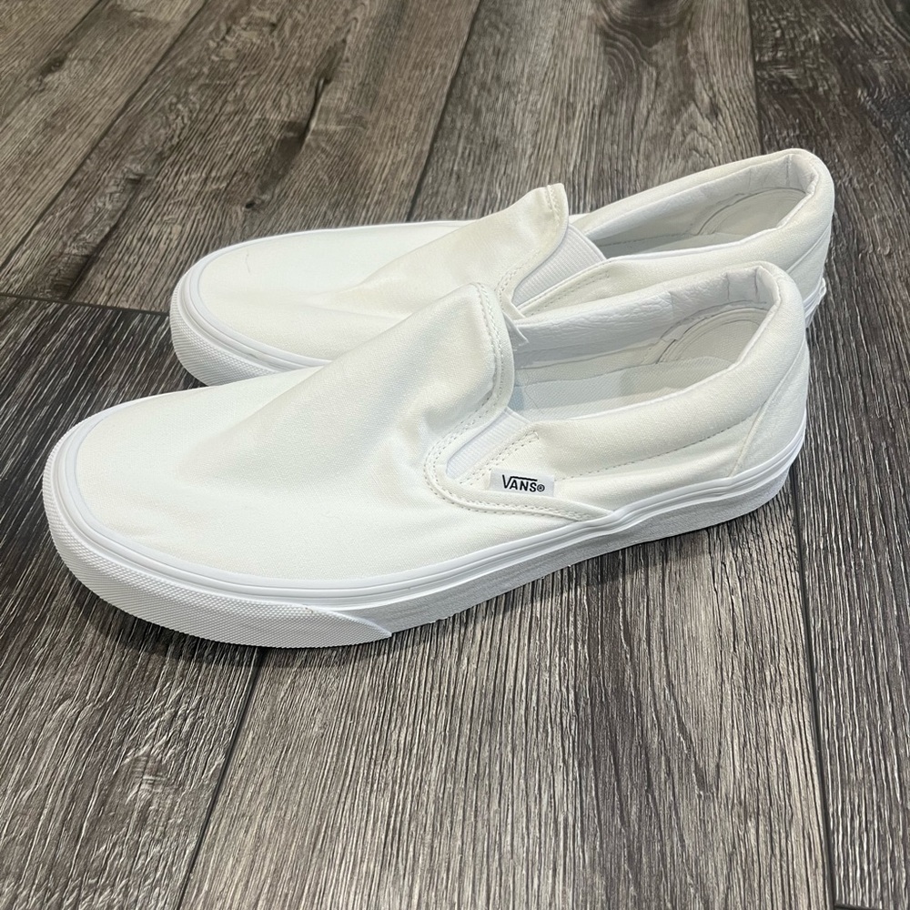 Vans Classic White Canvas Slip-Ons